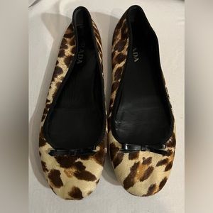 Prada Cheetah Print Calf Hair Ballet Flats